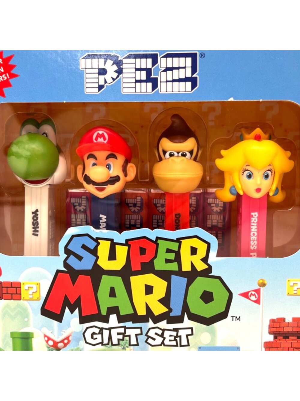 Super Mario PEZ Gift Set With Mario Yoshi Donkey Kong Princess Peach Dispensers - Picture 8 of 12